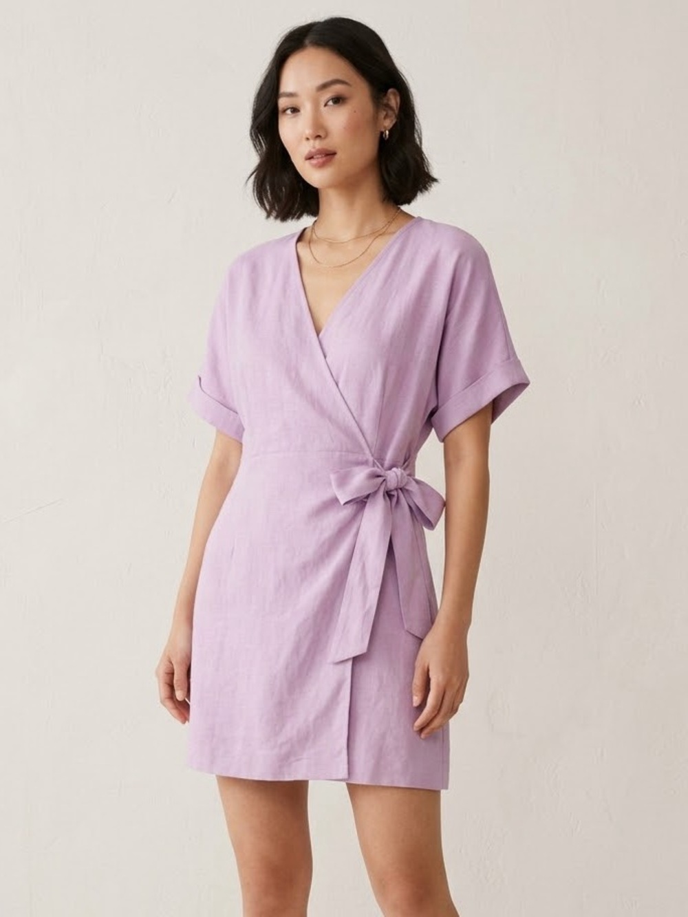 Hudson north Linen Wrap Mini Dress